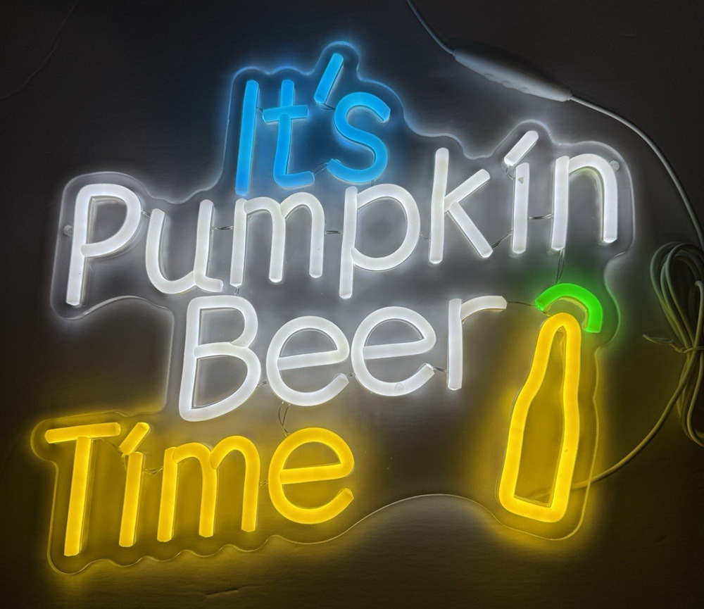 It's Pumpkin Beer Time Neon Bar Sign 13” X 12” USB Powered